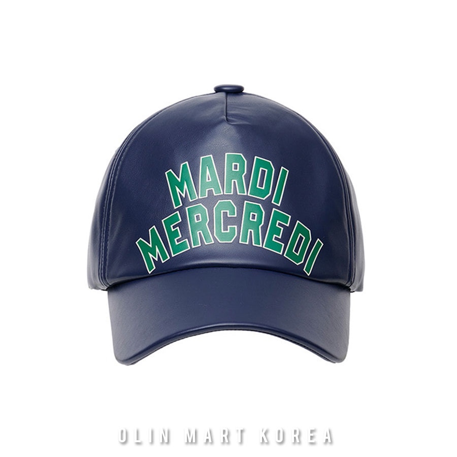 MARDI [ACTIF] FAUX LEATHER CAP LOGO SPORTIF_NAVY GREEN