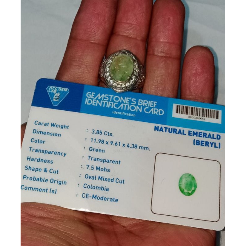 Cincin Batu Permata Asli Natural Jamrud colombia plus memo.03