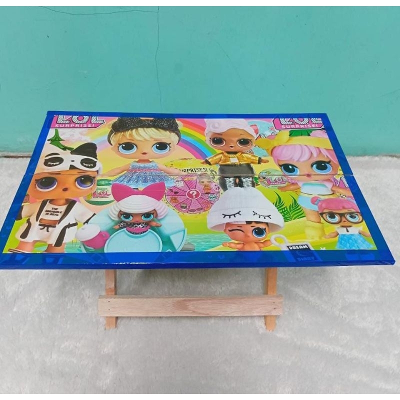 Meja Belajar Lipat Kayu Anak Karakter/Meja Lipat Belajar Mengaji/Meja Kayu Lipat Anak Motif Murah