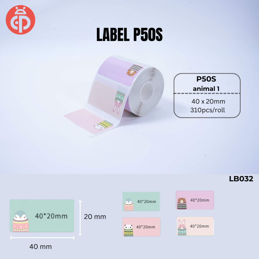 

Kertas Termal Stiker High Quality Carakter Cute Animal Fruit Printer Label Marklife P50S