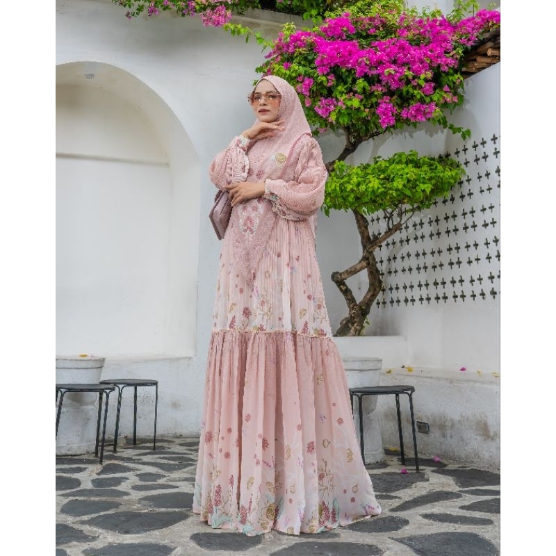 LALURA by rhyn.ori Gamis Set Syar'i Ceruty Printing Epson