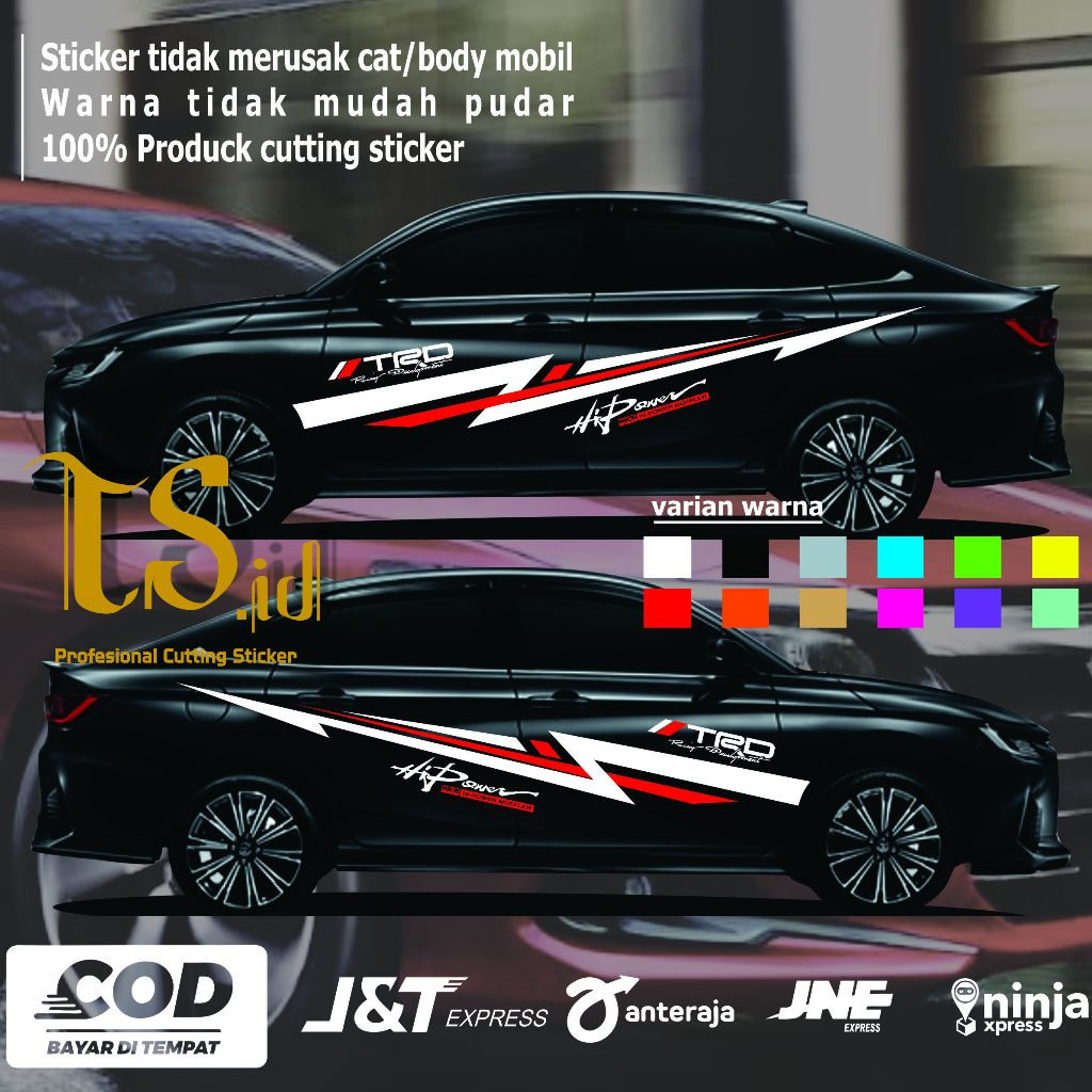 Stiker Cuting Trd Racing Stiker Mobil Sedan Vios Stiker list body mobil Keren Hks