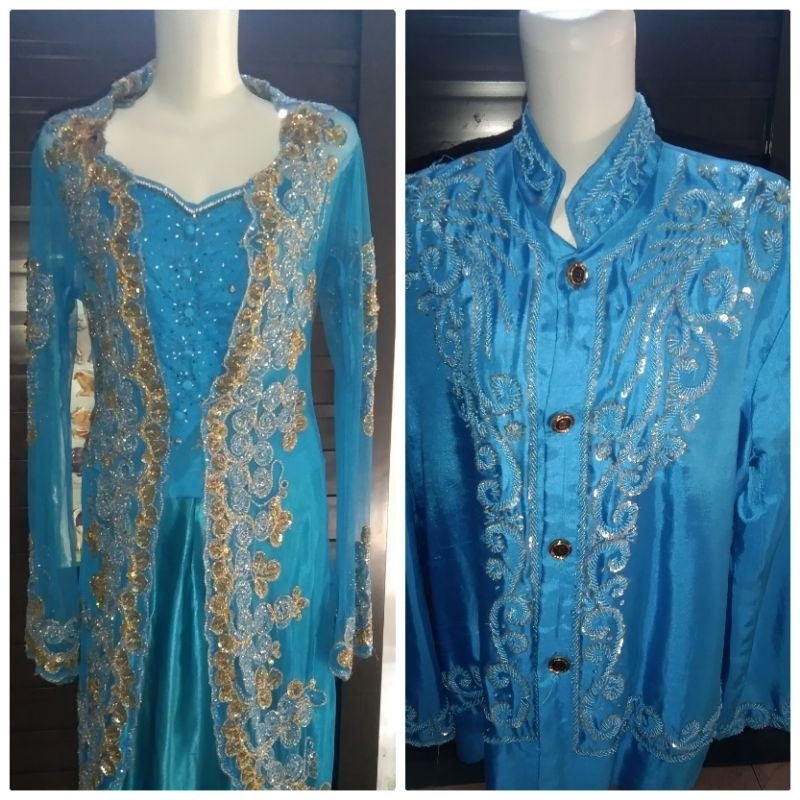 Preloved Gaun Pengantin Couple Biru Muda