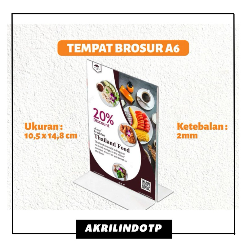 

Tempat Brosur A6 Akrilik Tempat Brosur Akrilik / Tent Card Holder Qris Barcode / Nomor Menu Meja Portrait T - Ukuran A6 2mm