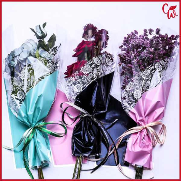 

Pembungkus Buket Satu Bunga Mawar Single Rose Cellophane Tangkai Mawar KB6159
