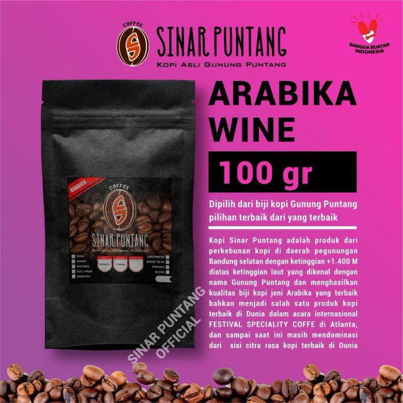 

Kopi Arabika Wine 100gram | Biji Kopi Full Arabica Gn Puntang
