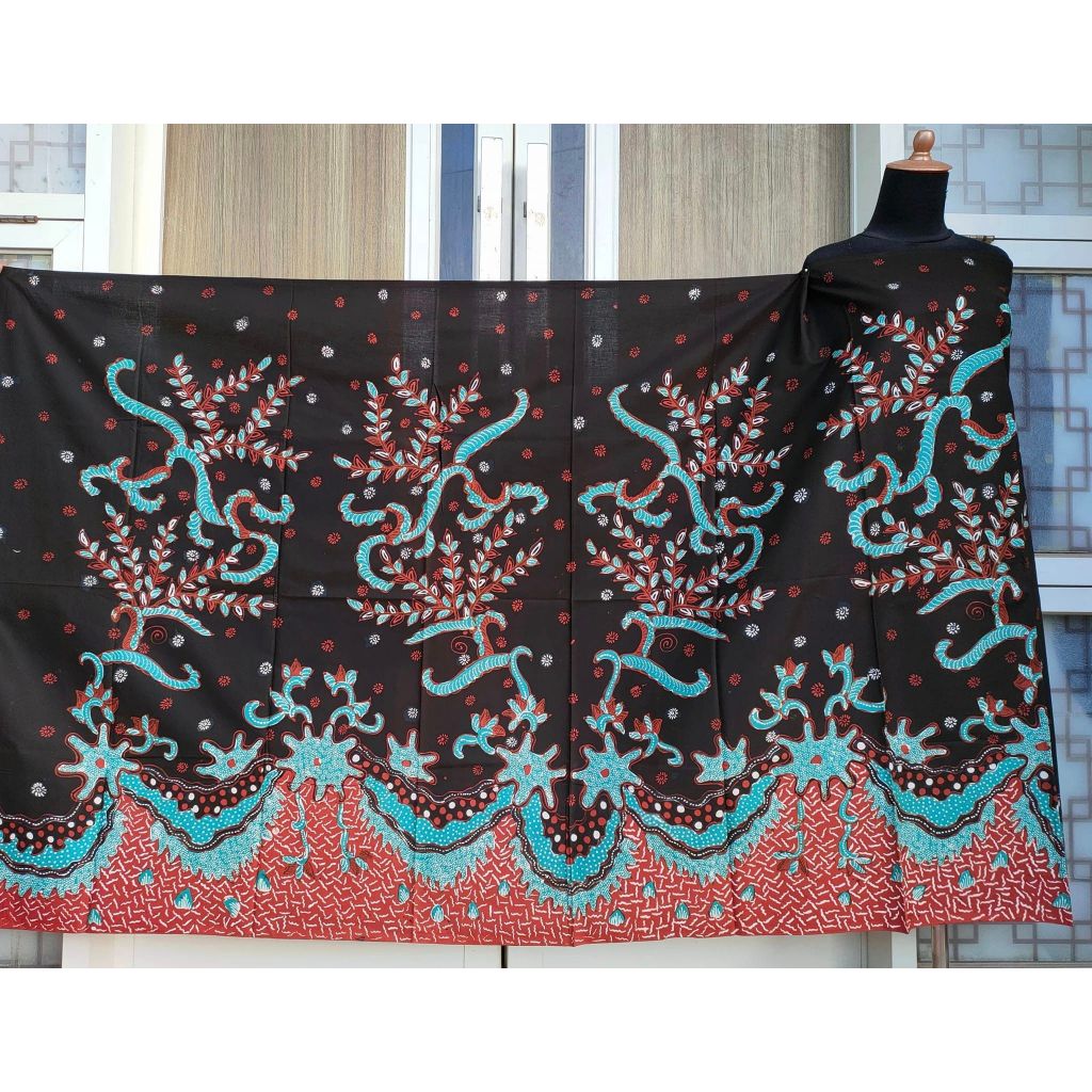 Batik umiromlah 1710354 Bahan Kain Batik Full Tulis Asli Canting Pengrajin Madura Pamekasan Hitam To