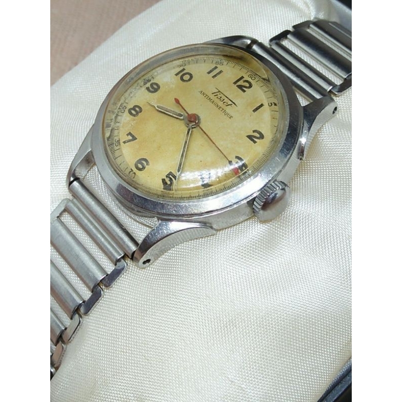 Vintage militarywatch Tissotvintage antimagnetique jam tangan antik swiss arloji lawas klasik handwi