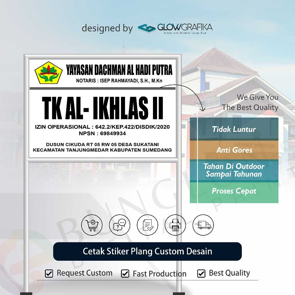 STICKER PLANG SEKOLAH TK PAUD PLANG KANTOR PEMERINTAHAN CUSTOM DAN FREE DESAIN TAHAN HINGGA TAHUNAN
