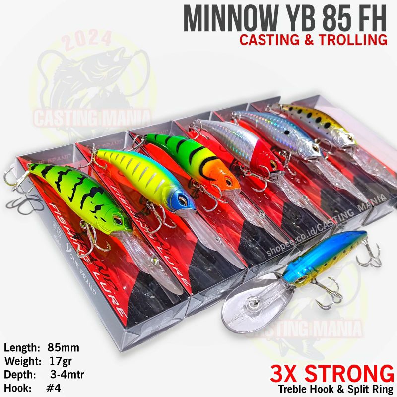 Minnow YB 85FH Lidah Panjang 17gr Lure Casting / Trolling Muara Lure Umpan Pancing Blackbass