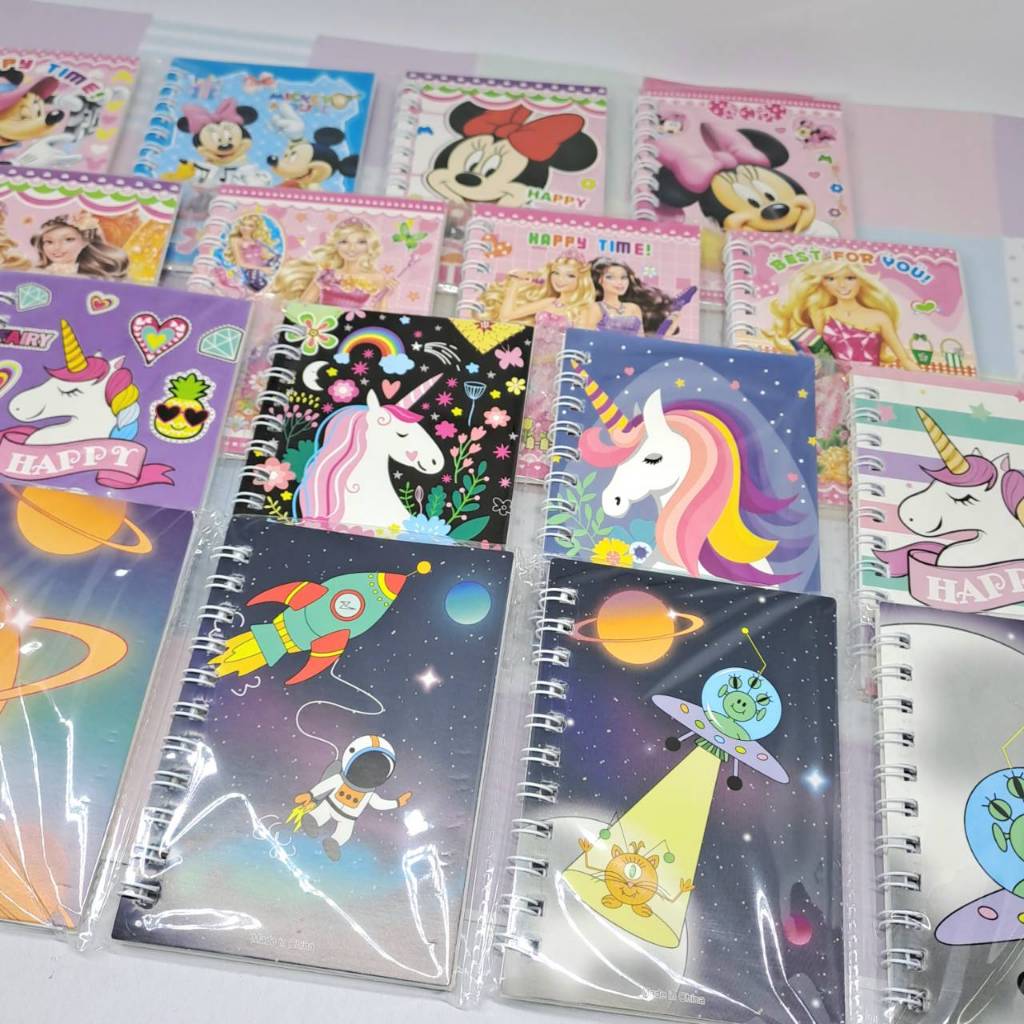 

(1 PCS) Buku Catatan Mini Notes Sekolah Ring Anak Spiral A7 Fancy Space Unicorn Disney Princess Cars