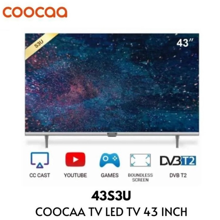 LED TV COOCAA 43S3U Smart TV Digital DVB/T2-Wifi- Youtube (43 Inch) - Garansi Resmi