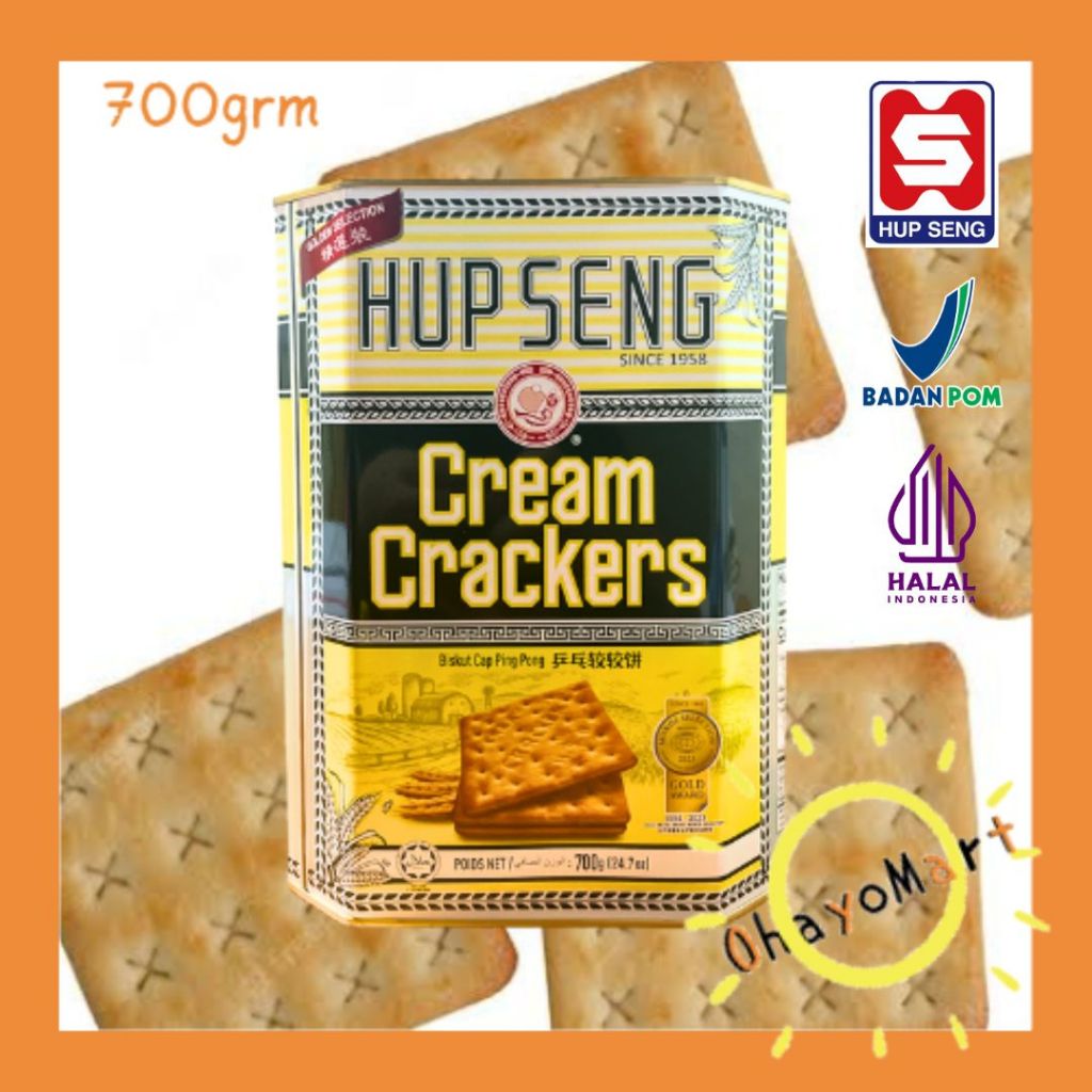 

Hup seng Cream Crackers Kaleng / Biskuit Hupseng Asin kaleng 700grm