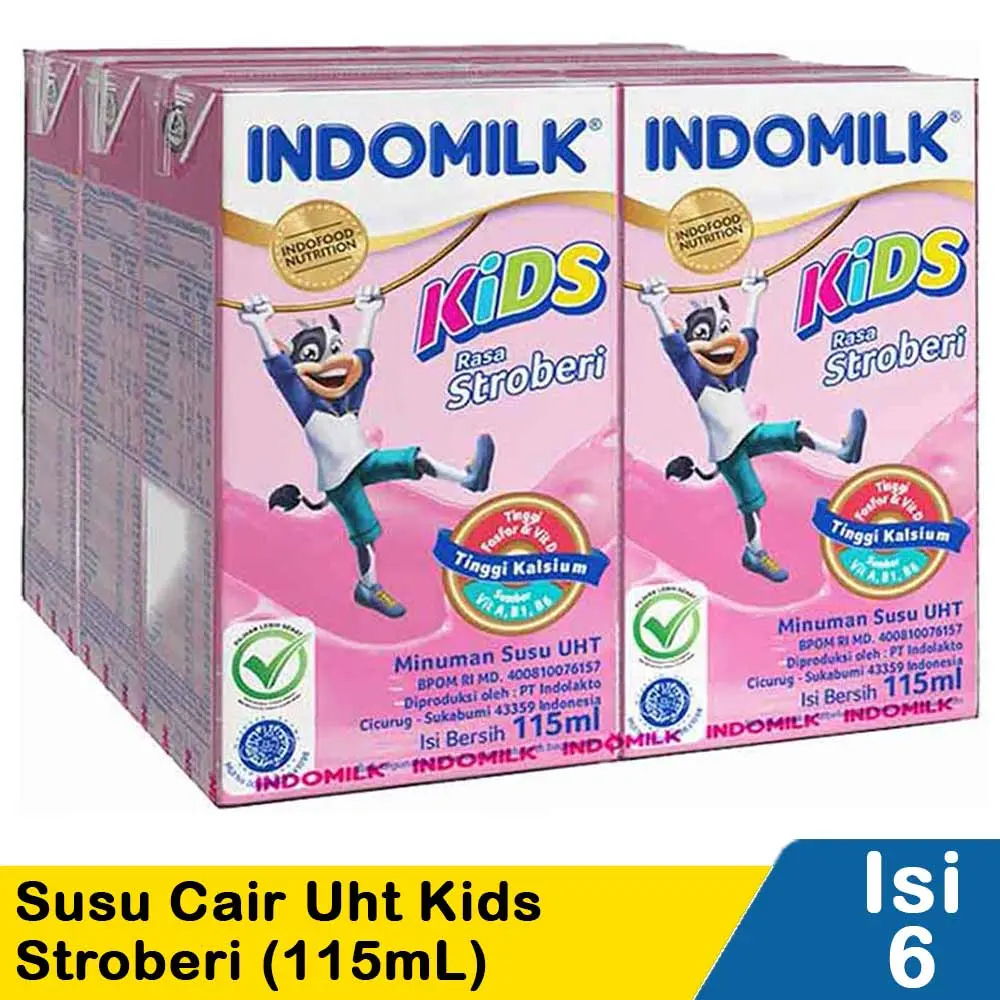 

indomilk susu uht kids stroberi 6x115ml