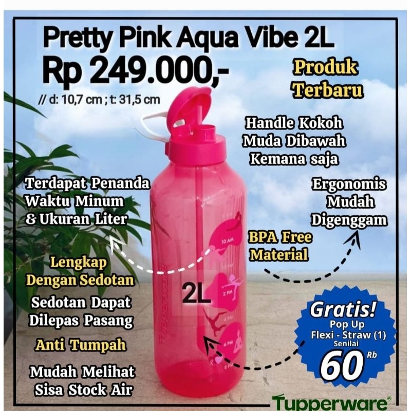 Botol Minum Eco 2 L Aqua Vibe Tupperware ( FREE Bubble Warp )