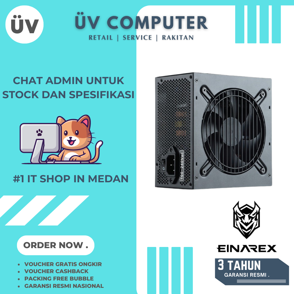 Internal Power Supply PSU PC Komputer Einarex Niagara 550W | Black Hitam | Non Modular 80+ Plus Whit