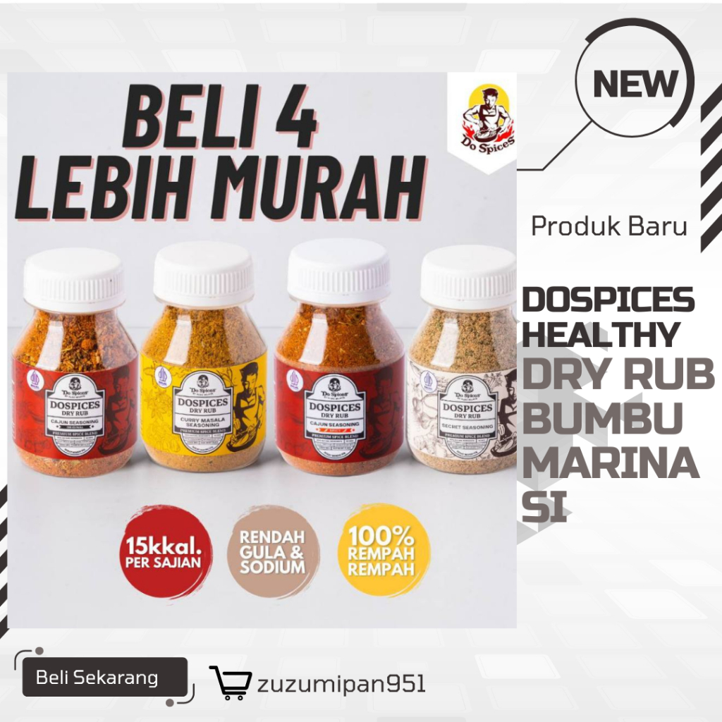 

Masakan Anda dengan Dospices Healthy Dry Rub|Paket Bundling 4 varian|Rendah Kalori100% Rempah Rempah