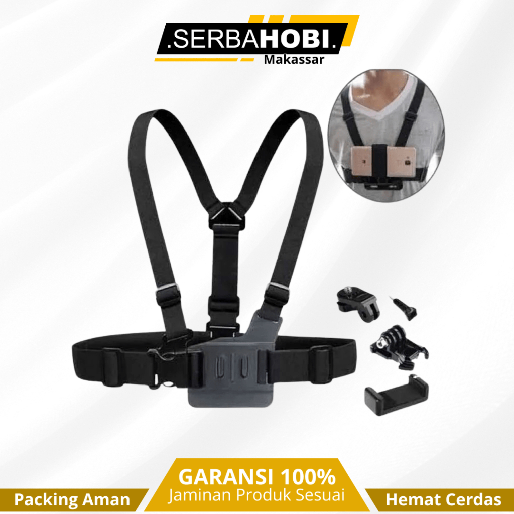 Strap Dada / Tali Dada dengan Holder dan Karet untuk Smartphone HP / Strap di dada / Tali Dada / Che
