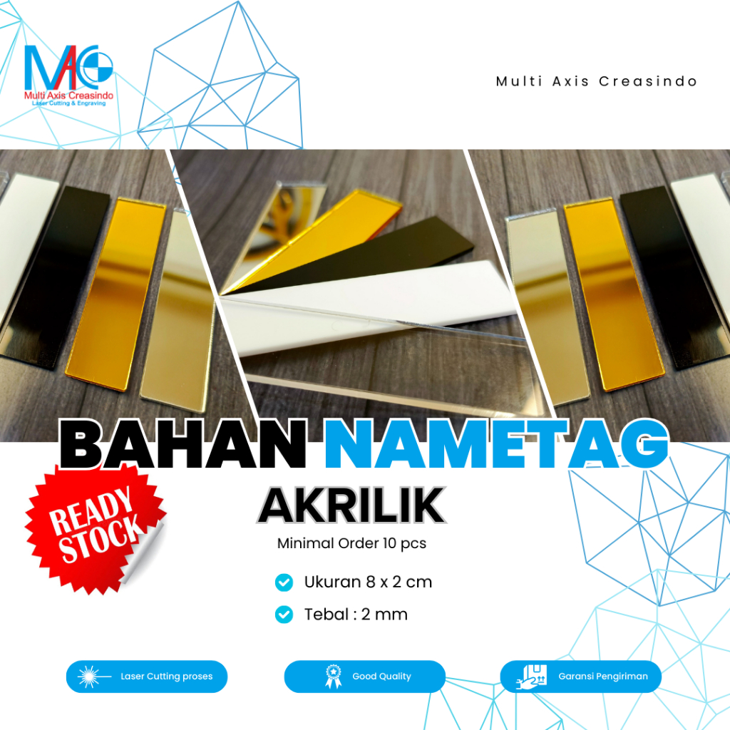 

Name Tag | Nametag | Tag Name | Papan Nama Dada bahan akrilik polos 8cm x 2 cm