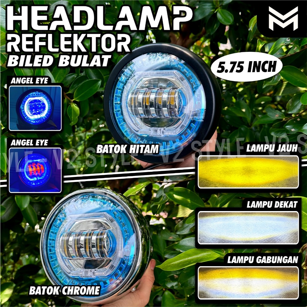 BILED SET BATOK CB 125 REFLEKTOR BILLED 5.75 INCH PLUS SENJA ANGEL EYE BLUE RED / WHITE BLUE MODE HI
