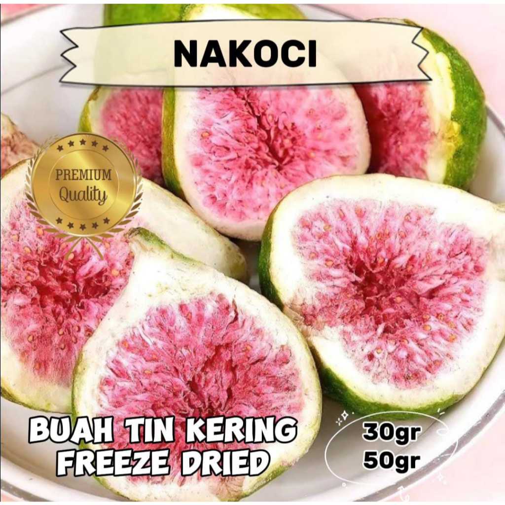 

NAKOCI Freeze Dried Buah Tin - Buah Ara Snack Viral Buah Kering Fresh Premium 30 gr /50gr