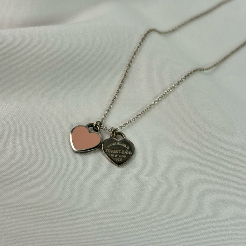 (pelunasan) Tiffany n Co Double Heart Necklace Pink