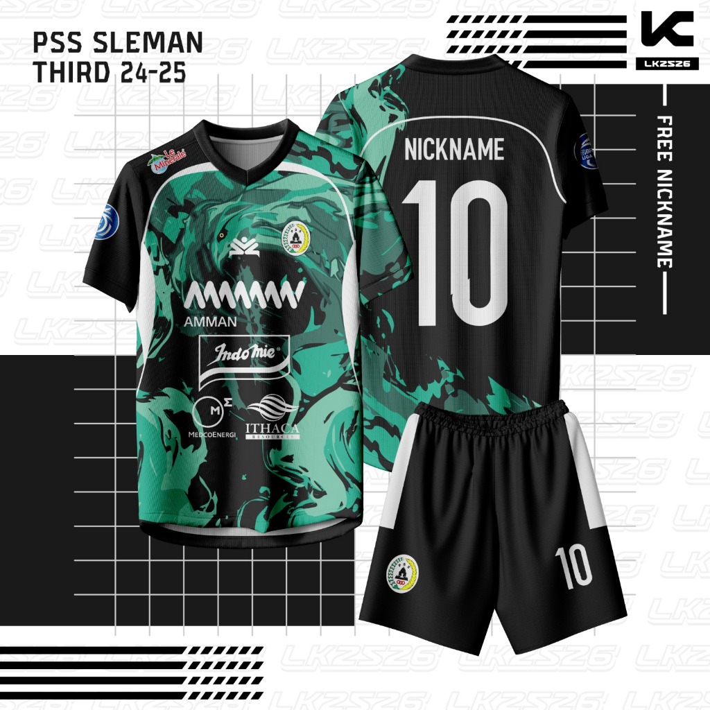 Jersey Bola PSS SLEMAN Third 2024/2025 | Full Print Hitam - Fans Edition Sportwear