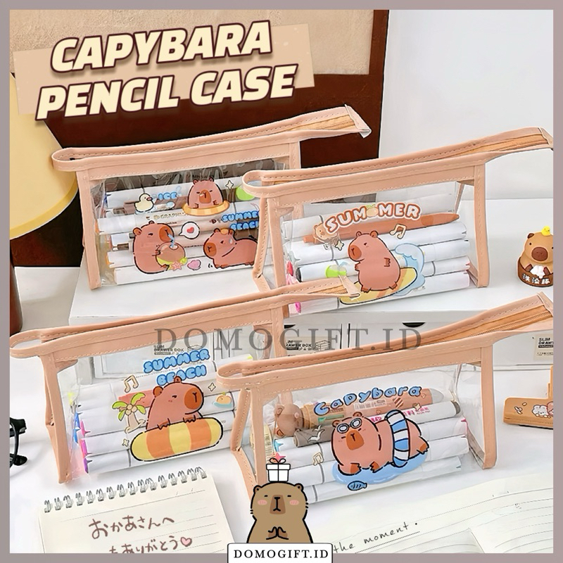 

Kotak Pensil Bening Transparan Aesthetic dan Lucu / Kotak Pensil Capybara