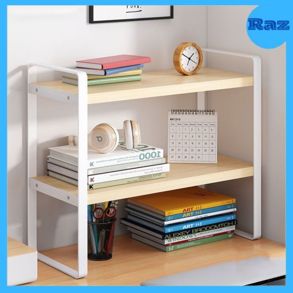 Rak Mini Buku Meja Belajar Kerja Minimalis Table Bookshelf Organizer