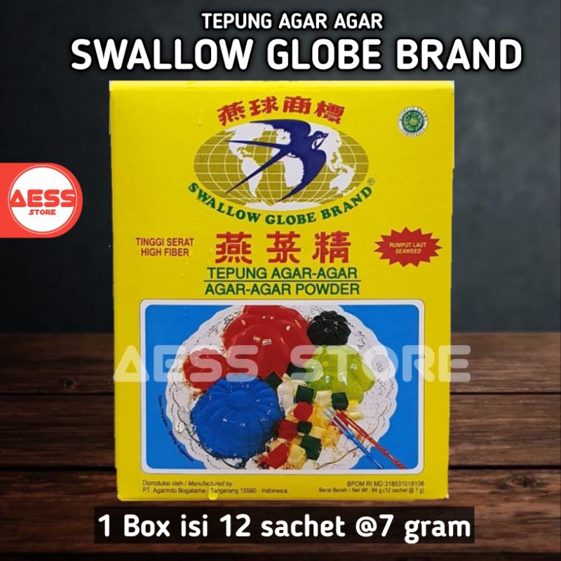 

AGAR SWALLOW GLOBE BRAND 1 box isi 12 sachet @7 gram