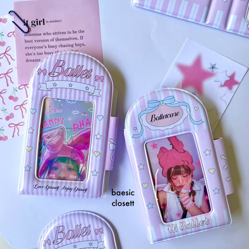 [KPOP KLOSET] 32 Slot Album Photocard Pink Ballet Ribbon Mini Collection Book Kolbuk Binder PC Korea