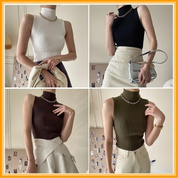 BIG SALE 8.8 RX FASHION - AERA INNER TURTLENECK RIB TANPA LENGAN -PN