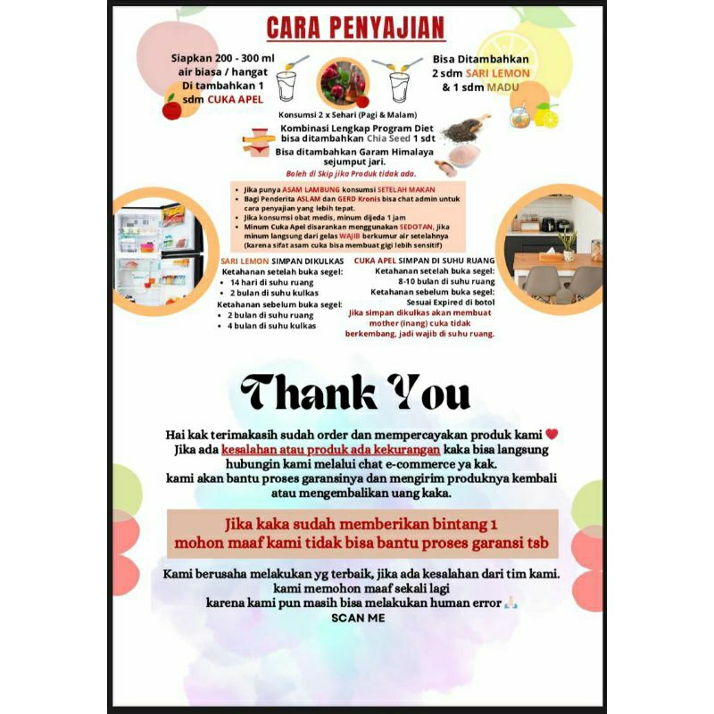 

RB22 NORKID HEALTH & BEAUTY Paket 4 in 1 Cuka Apel 500ml Sari Lemon 500ml Madu Hutan Chia Seeds