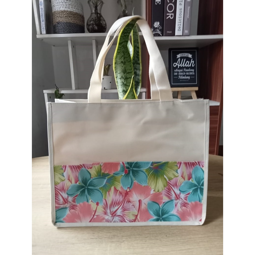 Tas Jinjing Kanvas Kombinasi/Souvenir Pernikahan/Totebag Kanvas
