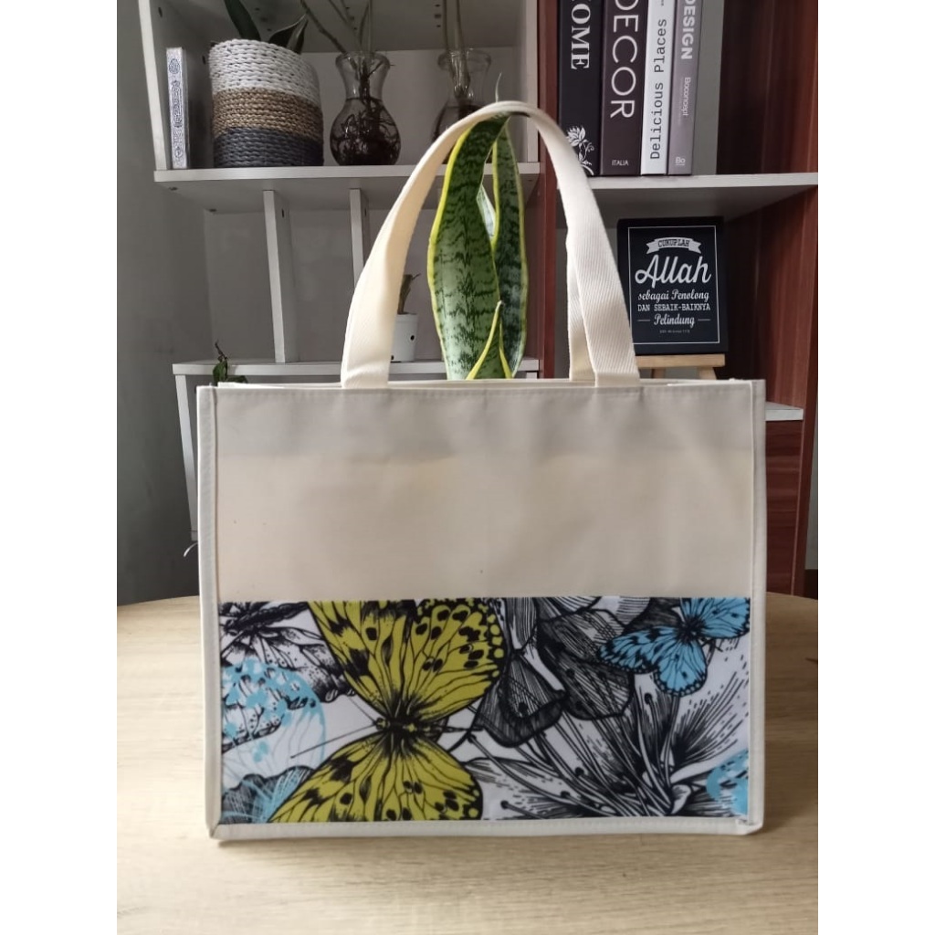 RK Tas Jinjing Kanvas Kombinasi/Souvenir Pernikahan/Totebag Kanvas
