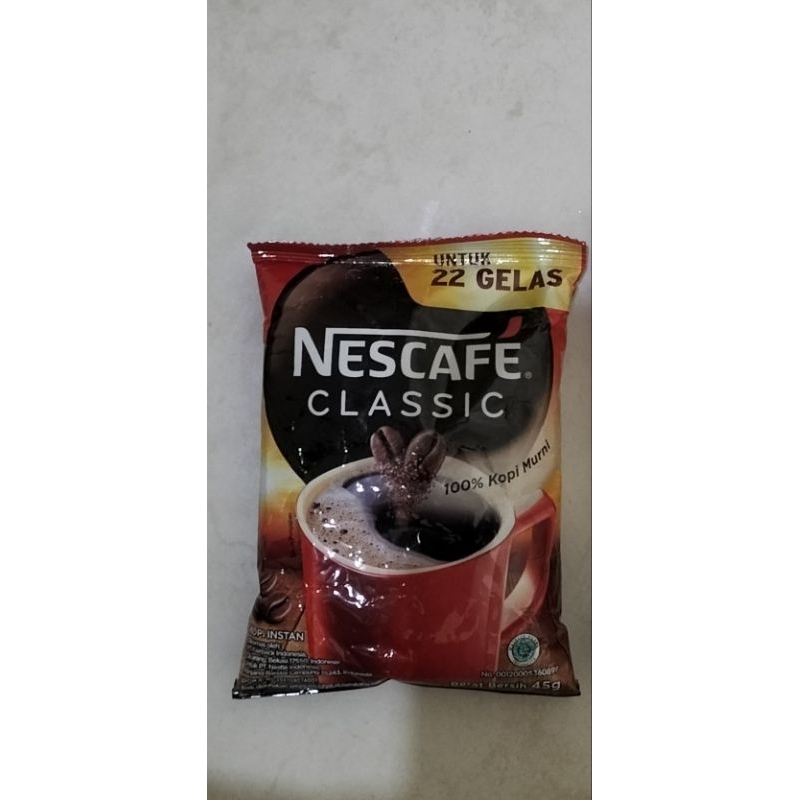 

Nescafe classic 45 gram untuk 22 gelas