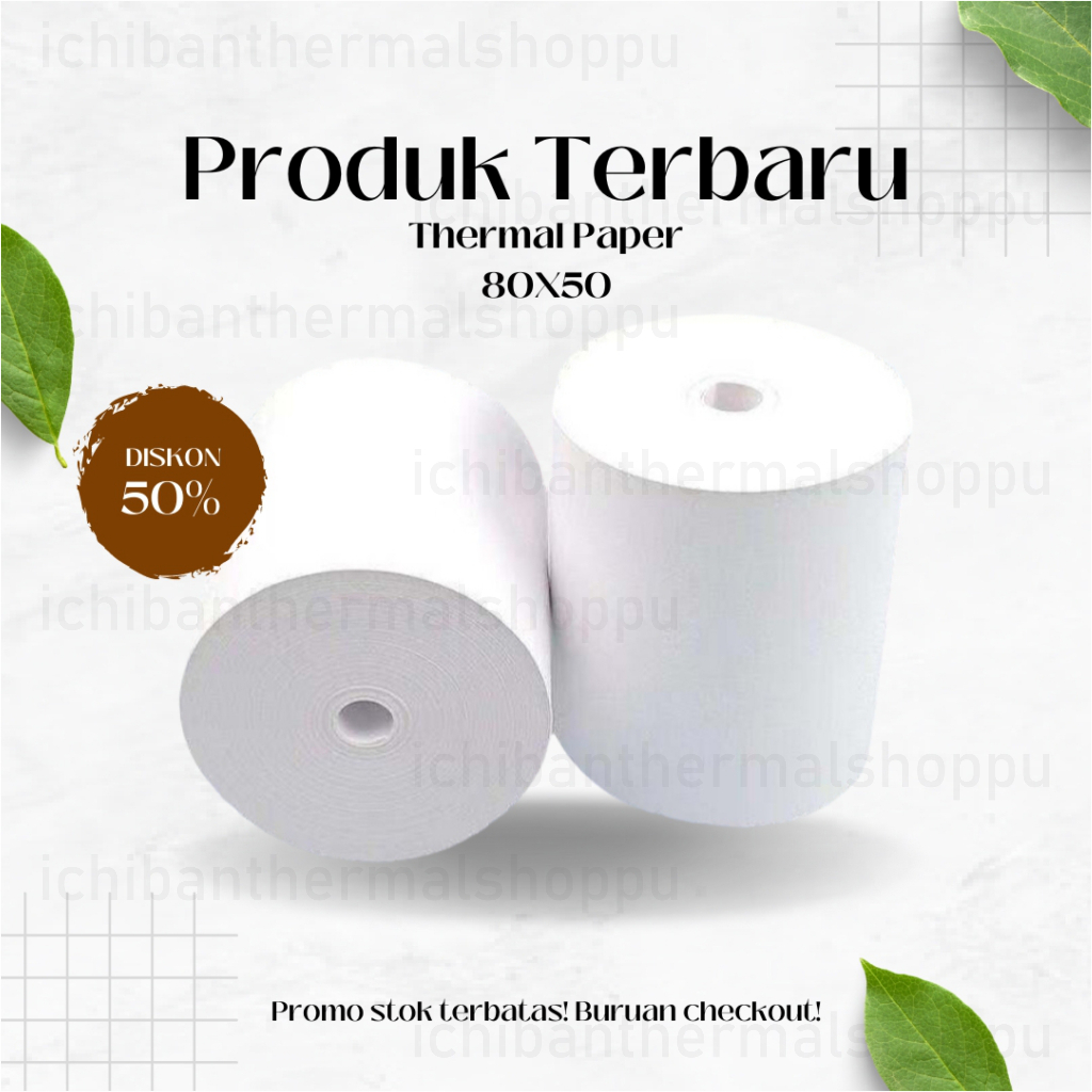 

KERTAS THERMAL STRUK KASIR / PPOB PAPER ROLL 80X50 CORELESS TERMAL POS RECEIPT MINI PRINTER BLUETOOTH 80MM 80X50MM PANDA VSC EPPOS IWARE CORELESS TANPA CORE