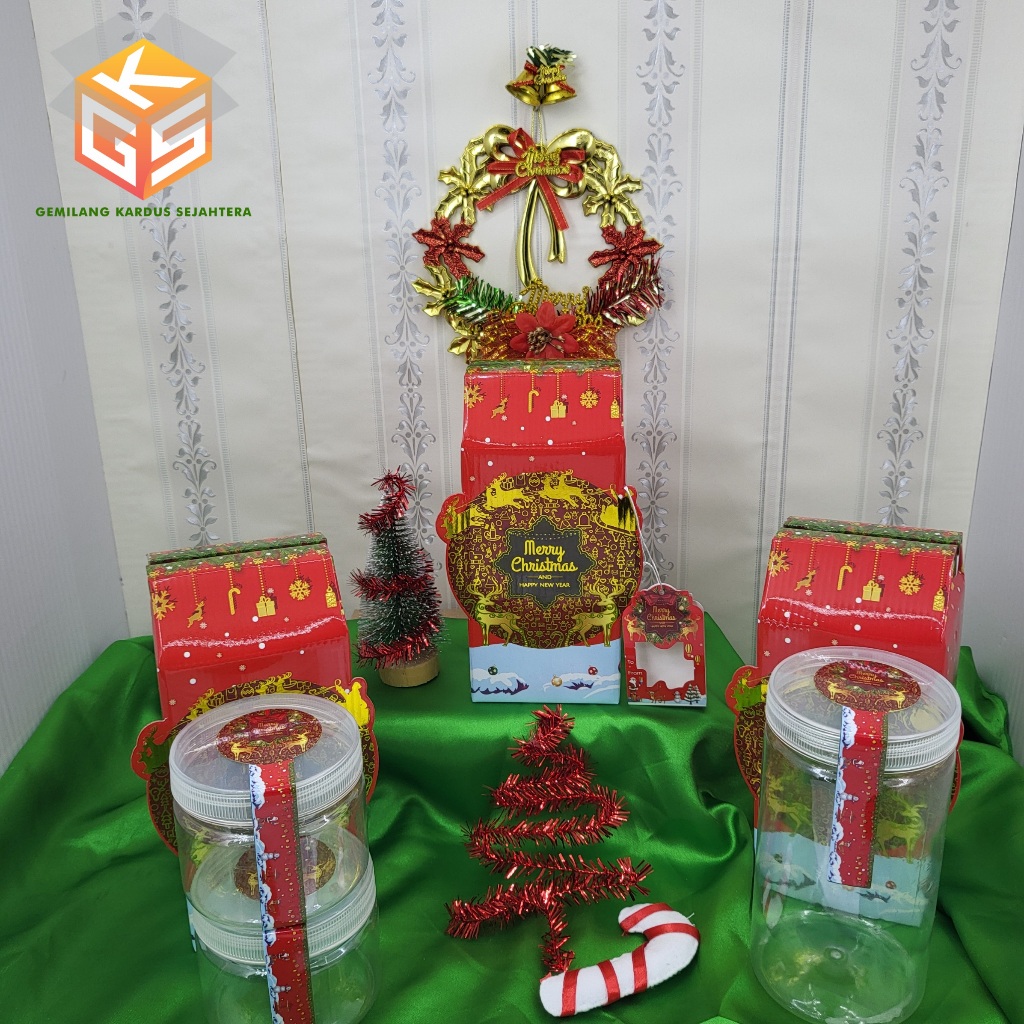 

20pcs Gable Box Christmas [FREE HANG TAG] | Ukuran 1 Toples JAR 1000ml | Ukuran 2 Toples JAR 400ml | Box Hampers Natal | Dus Natal | Box Hampers Christmas | Box Hadiah Natal