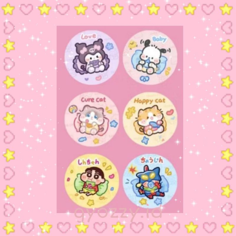 

50pcs/ Sticker Cute Sanrio, Shin Chan, Kitty, Cat, Ultraman, Pochacco, Kuromi, stiker Sanrio lucu, sticker packing, stiker packing atau deko