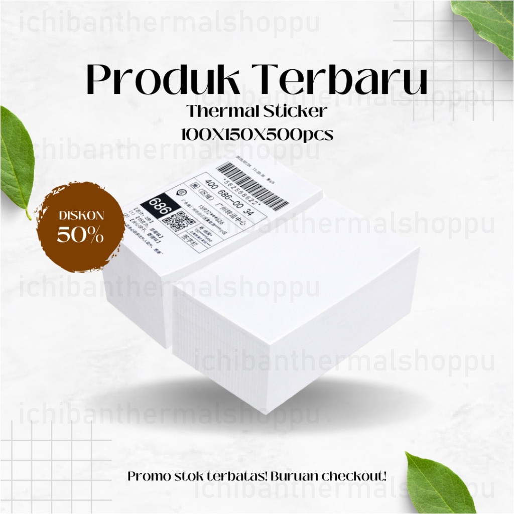 

KERTAS LABEL THERMAL STIKER RESI STICKER LABEL BARCODE LIPAT UKURAN A6 100X150 MM ISI 500PCS 100X150MM ISI 500 PCS