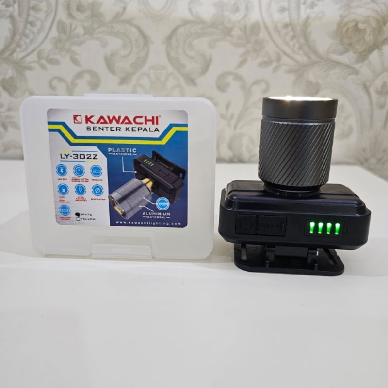Upgrade Senter kepala zoom kawachi tipe karbon gold 30Watt / bahan aluminium yang tebal / Indikator 