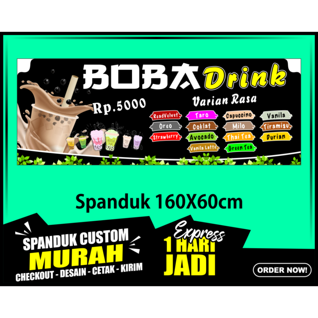 Banner BOBA , Spansuk BOBA , 160X60 cm, COD / Banner BOBA , Spansuk BOBA , 160X60 cm
