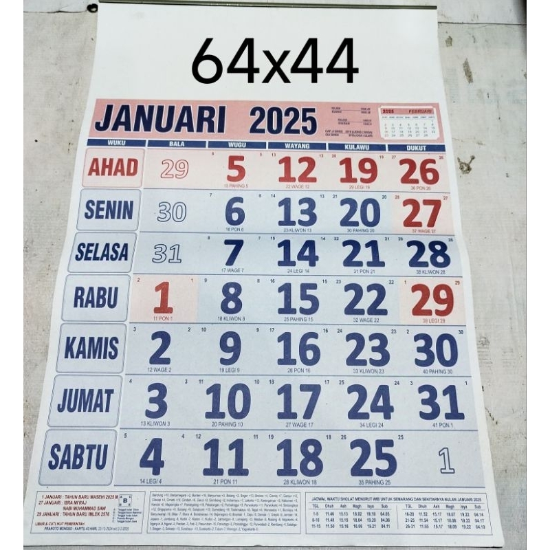 

Kalender Almanak Dinding 2025 Besar Isi 12 Lembar Ukur 38x53 Cm