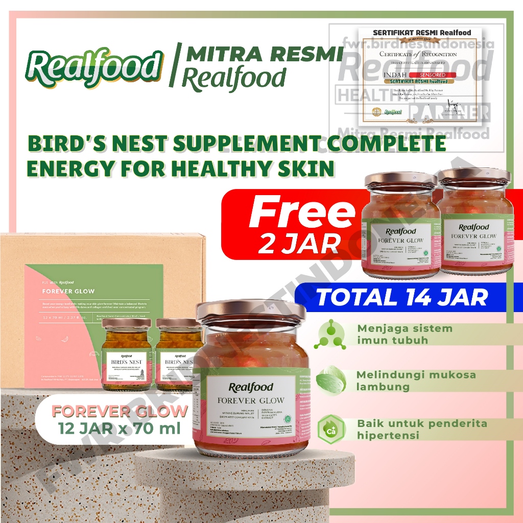 

Realfood Forever Glow 12 Jar |Formulasi Sarang Burung Walet + Kurma & Kolagen FWR Indo Birdnest