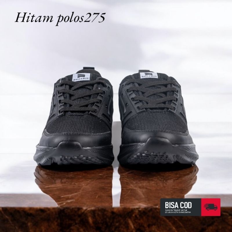 Sepatu kets Casual Ballyboy Hitam Polos Pria Wanita Sekolah Kerja