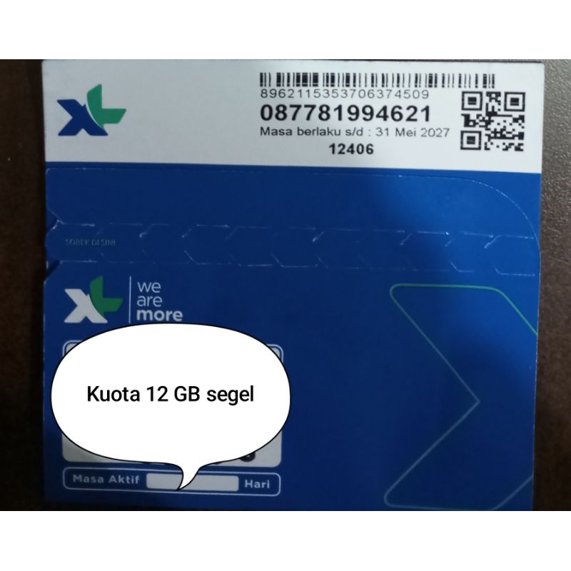 Kartu XL Kuota 4 GB segel dan 12GB segel