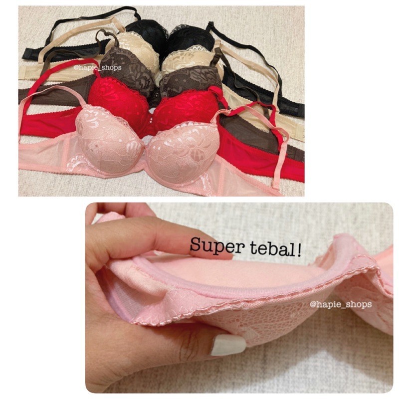 BH WANITA BUSA TEBAL BROKAT HALUS  CUP B KAWAT