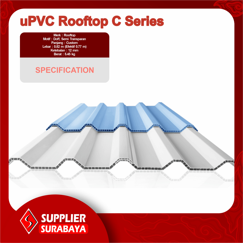 Atap uPVC Rooftop C Series C-Series Ketebalan 12mm | ATAP DINGIN UPVC ROOFTOP TIPE C-SERIES
