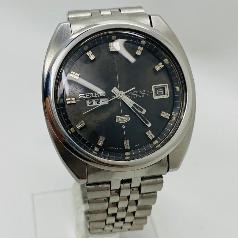 Seiko 6119-7183 Automatic Black Dial Japan Domestic Market Jubilee Strap