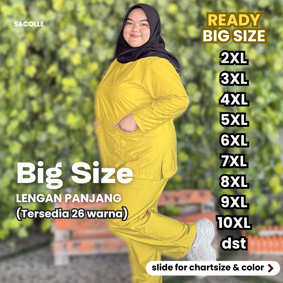 READY BIG SIZE JUMBO LENGAN PANJANG / Baju OK Lengan Panjang/ Baju Jaga / Baju Scrub / Baju OKA / Se